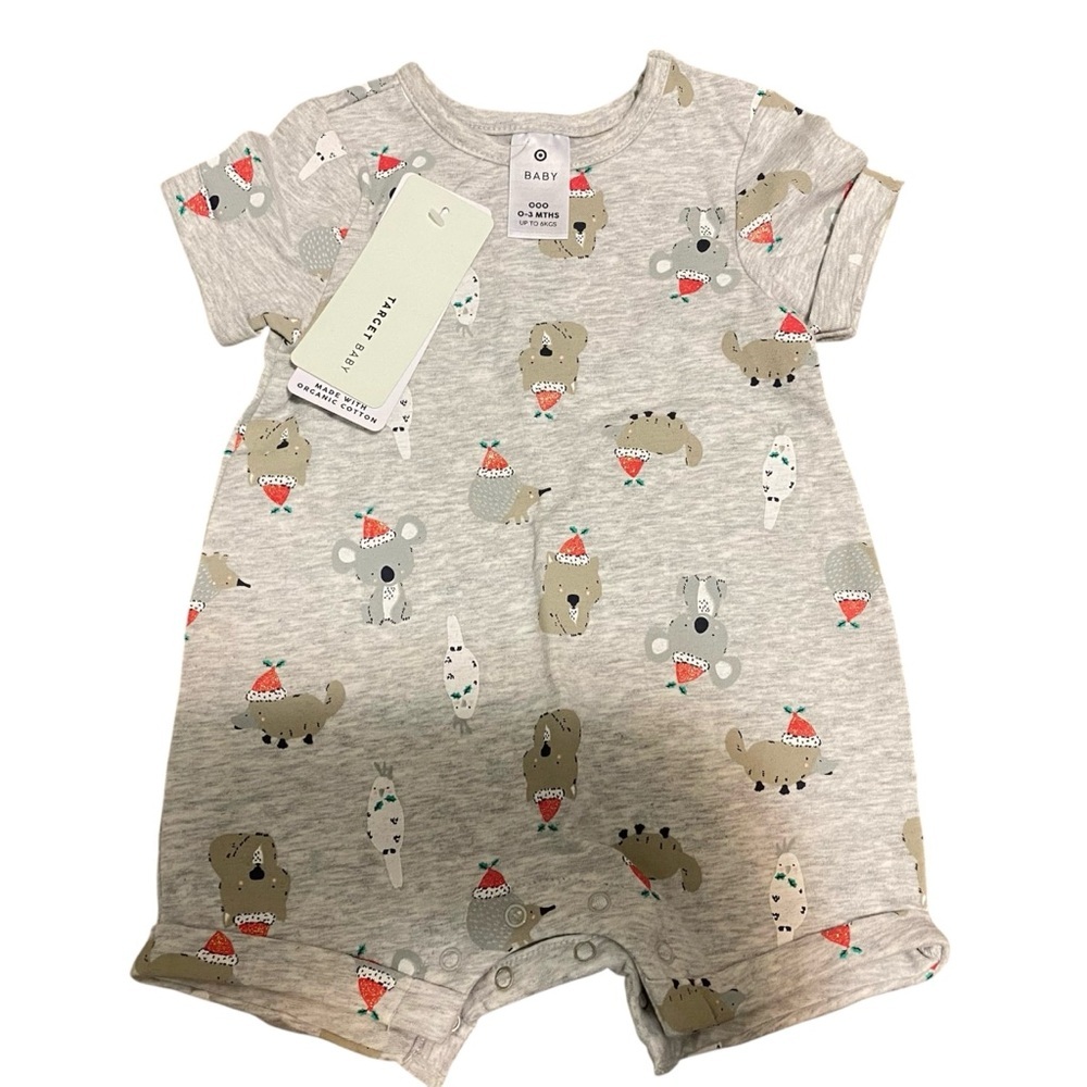 🛑 4/$20 Baby Christmas Romper Shortall One Piece PJs Holiday Wear Clothing Boy